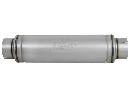 aFe ATLAS Aluminized Steel Muffler 5in Center/Center 24in L x 7in Diameter - Round Body - 49M00023