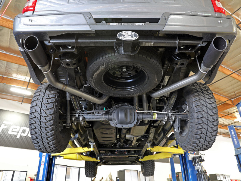 aFe Vulcan 3in 304 SS Cat-Back Exhaust 2021 Ford F-150 V6 2.7L/3.5L (tt)/V8 5.0L w/ Black Tips - 49-33127-B