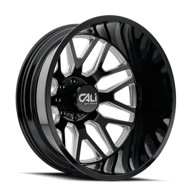 Cali Off-Road 9115D Invader Dually 24x8.25 / 8x165.1 BP / -232mm OS / 121.3mm Hub Gls Blk Mill Wheel - 9115D-24881BMR232