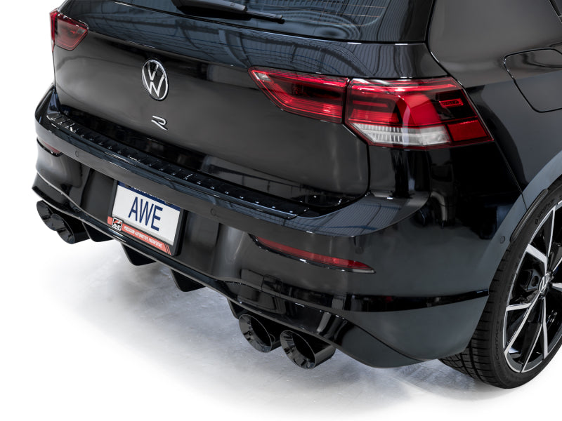 AWE Tuning MK8 Volkswagen Golf R 3in Track Edition Quad Exhaust - Diamond Black Tips - 3020-43658