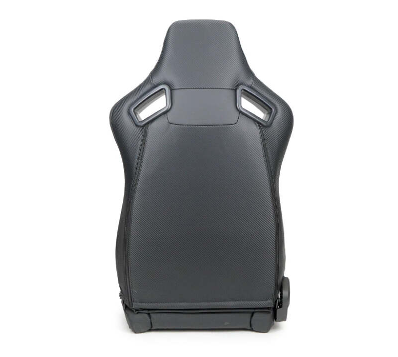 NRG Omega Reclinable Racing Seat (Pair) Black with Black Carbon Vinyl Back - RSC-750BK/BK L/R