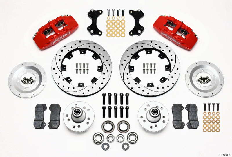 Wilwood Dynapro 6 Front Hub Kit 12.19in Drilled Red WWE ProSpindle - 140-10741-DR