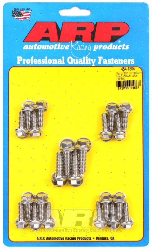 ARP Ford 351 w/ Factory Hold Down Rails Oil Pan Bolt Kit - 454-1804