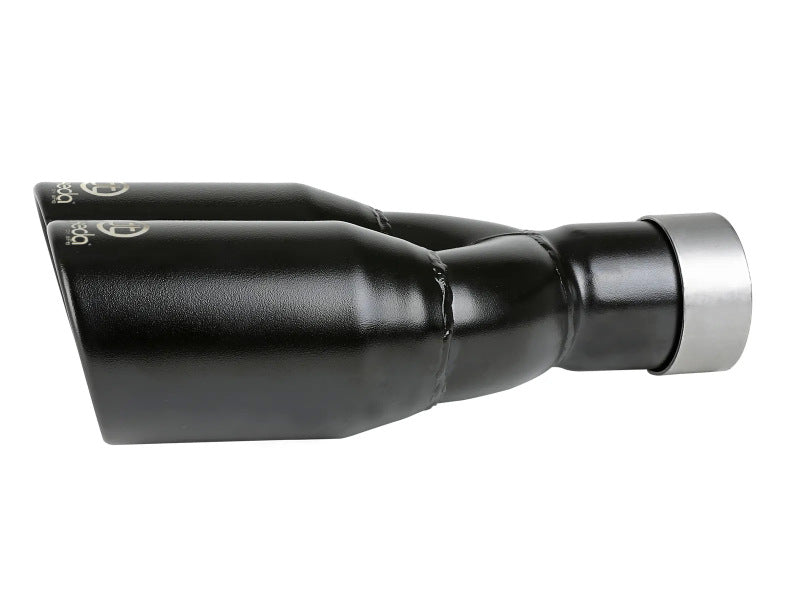 aFe Takeda 304 Stainless Steel Clamp-on Exhaust Tip Black 2-1/2ininlet x 3-1/2in Outlet X 12in L - 49T25374-B121