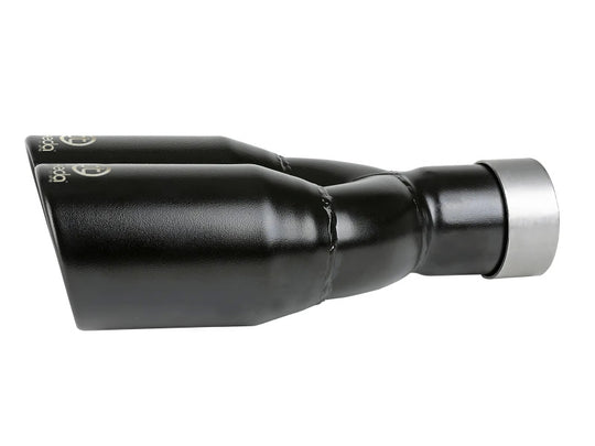 aFe Takeda 304 Stainless Steel Clamp-on Exhaust Tip Black 2-1/2ininlet x 3-1/2in Outlet X 12in L - 49T25374-B121