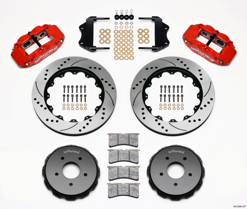 Wilwood Narrow Superlite 6R Front Hat Kit 14.00in Drilled Red 2004-2006 Pontiac GTO - 140-9296-DR