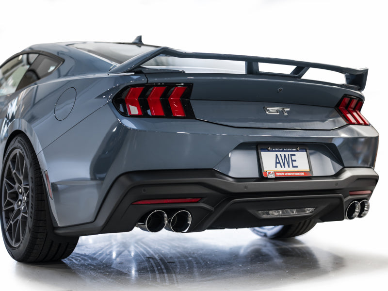 AWE 2024 Ford Mustang GT Fastback S650 RWD SwitchPath Cat-Back Exhaust w/ Quad Chrome Silver Tips - 3025-42650