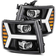 Load image into Gallery viewer, AlphaRex 07-13 Chevy 1500HD PRO-Series Proj Headlight Plank Style Gloss Blk w/Activ Light/Seq Signal - 880206