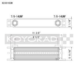 Koyo 10 Row Oil Cooler 11.25in x 3in x 2in (AN-10 ORB provisions) - XC101103W