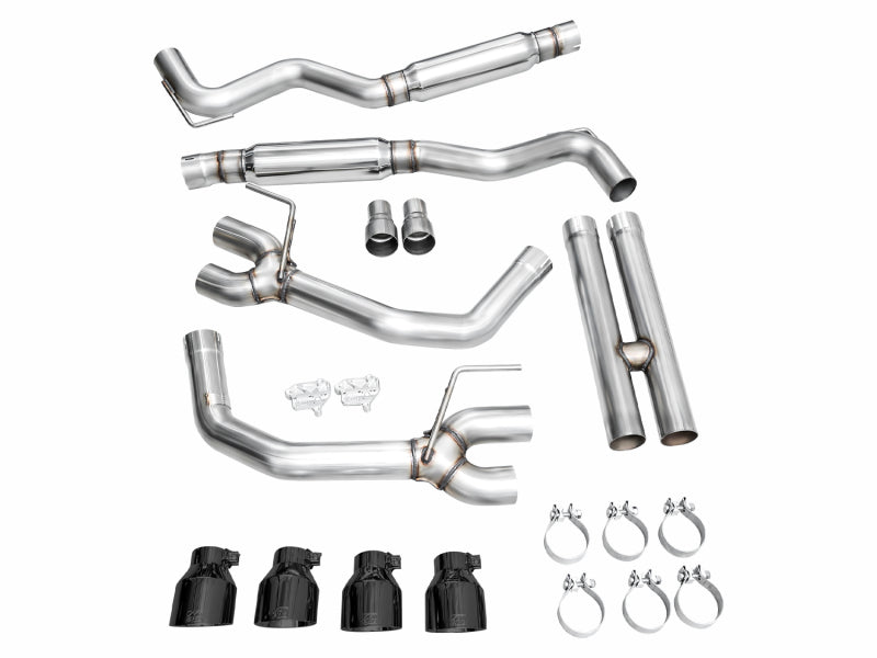 AWE 2024 Ford Mustang GT Fastback S650 RWD Track Edition Cat-Back Exhaust w/ Quad Diamond Black Tips - 3020-43650