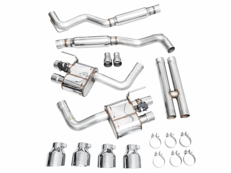 AWE 2024 Ford Mustang Dark Horse S650 RWD SwitchPath Cat-Back Exhaust w/ Quad Chrome Silver Tips - 3025-42375