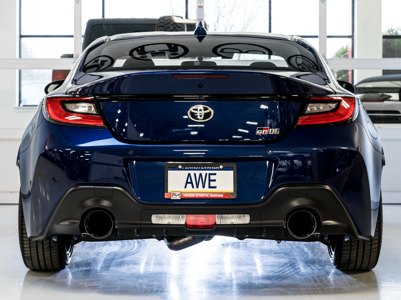 AWE Tuning Subaru BRZ/ Toyota GR86/ Toyota 86 Touring Edition Cat-Back Exhaust- Diamond Black Tips - 3015-33486