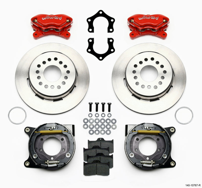 Wilwood Forged Dynalite P/S Park Brake Kit Red Mopar/Dana 2.50in Off w/Snap Ring Bearing - 140-10767-R