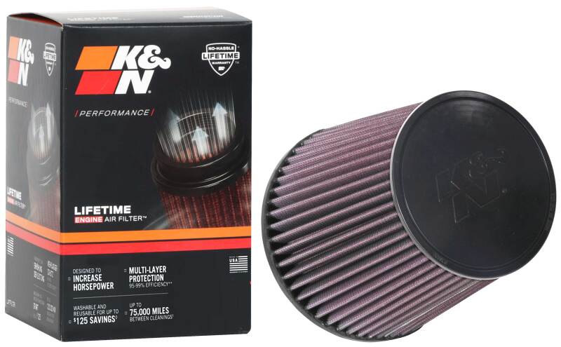 K&N Universal Clamp-On Air Filter 5in FLG / 6-1/2in B / 5in T / 6-1/2in H - RU-1037