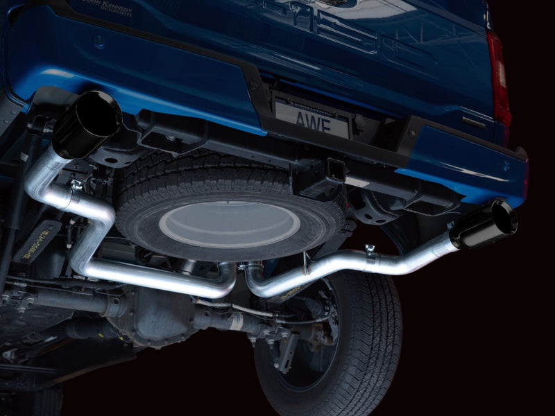 AWE Tuning 0FG 21+ Ford F150 Dual Split Rear Cat-Back Exhaust- 5in Diamond Black Tips - 3015-33119
