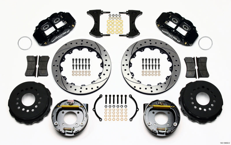 Wilwood Narrow Superlite 4R Rear P-Brk Kit 12.88in Drilled Chevy 12 Bolt-Spec 3.15in Brng Front mt - 140-10909-D