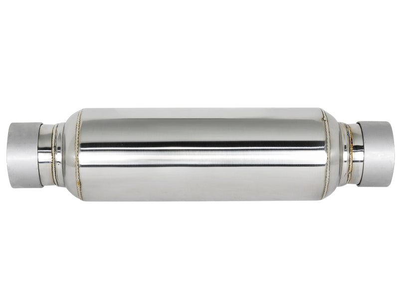 aFe MACH Force-Xp Resonator 2-1/2 IN Inlet/Outlet x 4 IN Dia. x 12 IN Body x 15 IN Overall Length - 49M10003