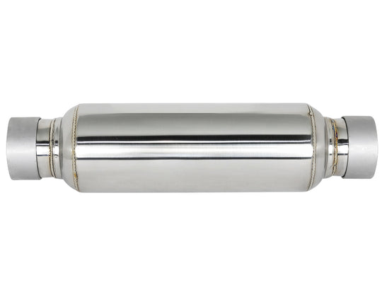 aFe MACH Force-Xp Resonator 2-1/2 IN Inlet/Outlet x 4 IN Dia. x 12 IN Body x 15 IN Overall Length - 49M10003