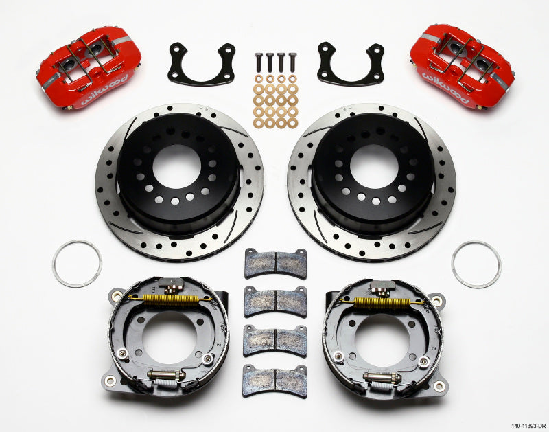 Wilwood Dynapro Low-Profile 11.00in P-Brake Kit Drill-Red Small Ford 2.66in Offset - 140-11393-DR