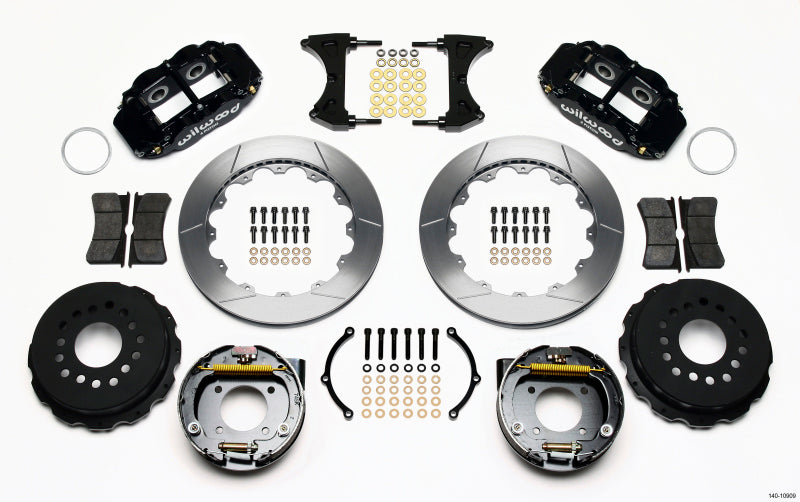 Wilwood Narrow Superlite 4R Rear P-Brk Kit 12.88in Chevy 12 Bolt-Spec 3.15in Bearing Front mt - 140-10909