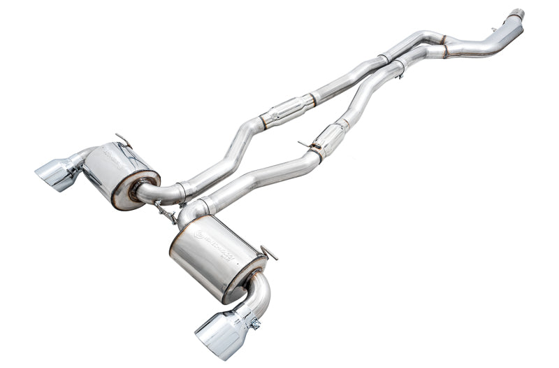 AWE Tuning 2020 Toyota Supra A90 Resonated Touring Edition Exhaust - 5in Chrome Silver Tips - 3015-32118