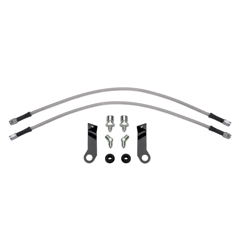 Wilwood flexline kit 22IN. M10X1.50 IF to 45 deg 1/8-27 NPT W/BRACKET - 220-17600