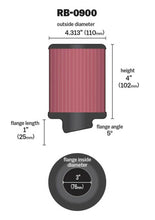 Load image into Gallery viewer, K&amp;N Universal Rubber Filter 3 inch 5 Degree FLG 4 1/2 inch OD 4 inch Height - RB-0900