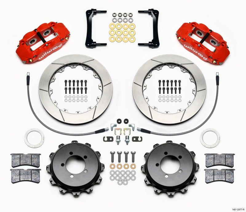 Wilwood Narrow Superlite 4R Rear Kit 12.88in Red 2008-2012 Subaru WRX w/Lines - 140-12877-R