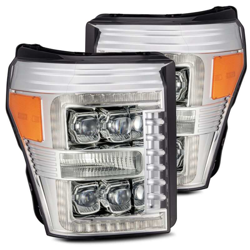 AlphaRex 11-16 Ford F-350 SD NOVA LED Proj Headlights Plank Style Chrm w/Activ Light/Seq Signal - 880148