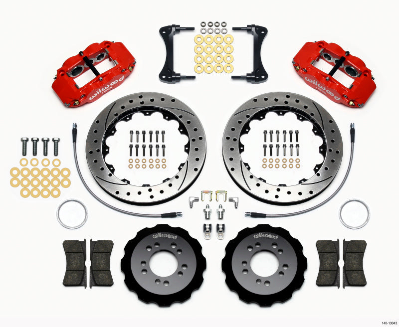 Wilwood Narrow Superlite 6R Front Hat Kit 13.06in Drilled Red 2008-up Hyundai Genesis Coupe w/Lines - 140-13043-DR