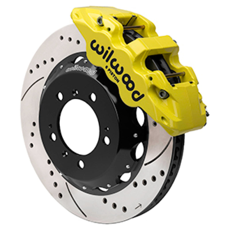 Wilwood 99-12 Porsche 911 (996/997) Aero6 Front Brake Kit Drill/Slot 14.00in Rotor W/Lines - Yellow - 140-17100-DY