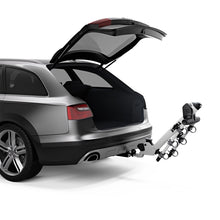 Load image into Gallery viewer, Thule Helium Pro 3 - Hanging Hitch Bike Rack w/HitchSwitch Tilt-Down (Up to 3 Bikes) - Silver - 9043PRO