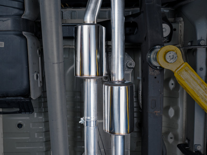 AWE Tuning 4th Gen GM 1500 6.2L 0FG Cat-Back Split Rear Exit (w/ Bumper Cutouts) - Quad Chrome Tips - 3015-42203