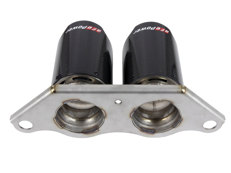 aFe Power Mach Force Xp 4in 304 SS Bolt-On Exhaust Tips Carbon Fiber 14-19 Porsche 911 GT3 3.8L/4.0L - 49C36435-C