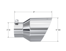 Load image into Gallery viewer, MBRP Universal T304 Stainless Steel Tip 3on ID / 5in OD Out / 8in Length Angle Cut Dual Wall