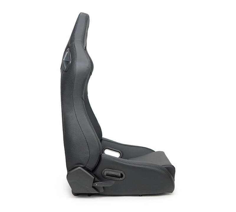 NRG Omega Reclinable Racing Seat (Pair) Black with Black Carbon Vinyl Back - RSC-750BK/BK L/R