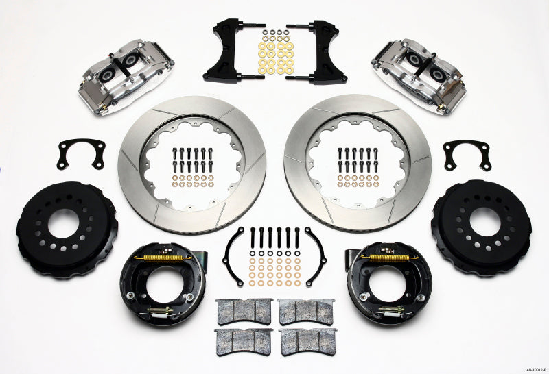Wilwood Narrow Superlite 4R Rear P-Brk Kit 14.00in Polished New Big Ford 2.50in Offset - 140-10012-P