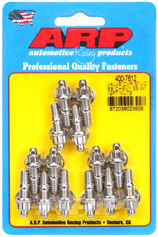 ARP BB Chevy Stamped Steel Covers SS 12 pt Valve Cover Stud Kit - 400-7612