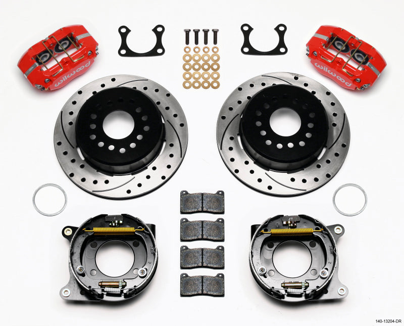 Wilwood Dynapro Dust-Boot P/S Park Brake Kit Drilled Red Big Ford 2.36in Offset - 140-13204-DR