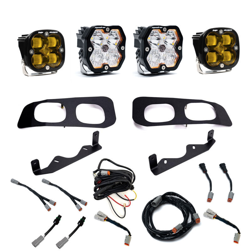 Baja Designs 23-25 Ford SD Squadron Sport/SAE 2.0 Dual Fog Pocket Kit (SAE/Sport) - Baja Amber - 440032