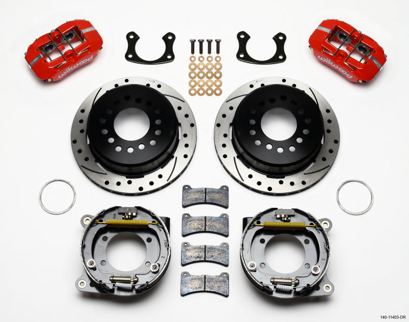 Wilwood Dynapro Low-Profile 11.00in P-Brake Kit Drill-Red Small Ford 2.50in Offset - 140-11403-DR