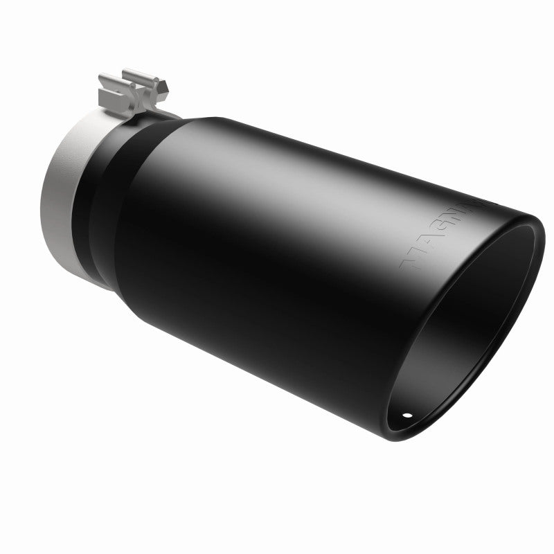 MagnaFlow Tip Stainless Black Coated Single Wall Round Single Outlet 6in Dia 5in Inlet 13in L - 35239