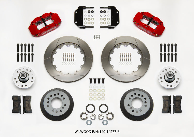 Wilwood Narrow Superlite 6R Front Hub Kit 14.00in Red Magnum Force Drop Spindle - 140-14277-R