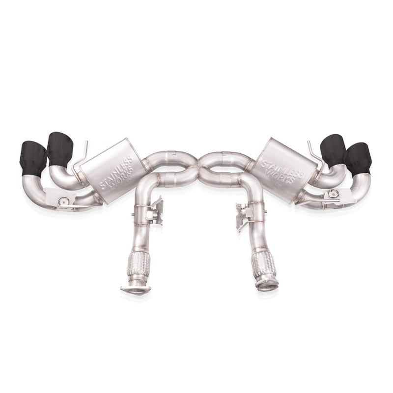 Stainless Works 20-21 Chevrolet Corvette C8 6.2L Legend Cat-Back Exhaust w/ Matte Black Tips - C8CBL-B