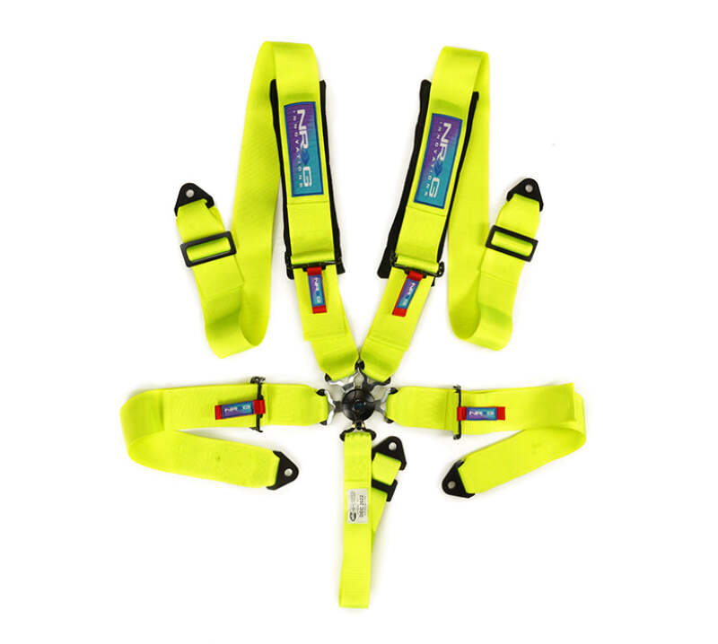 NRG SFI 16.1 5Pt 3 Inch Seat Belt Harness with Pads / Cam Lock - Neon Green - SBH-B6PCNG