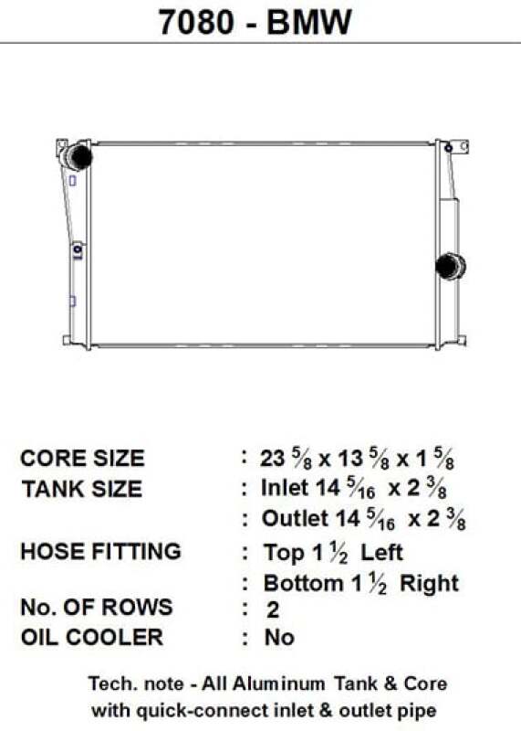 CSF BMW 2 Series (F22/F23) / BMW 3 Series (F30/F31/F34) / BMW 4 Series (F32/F33/F36) M/T Radiator - 7080