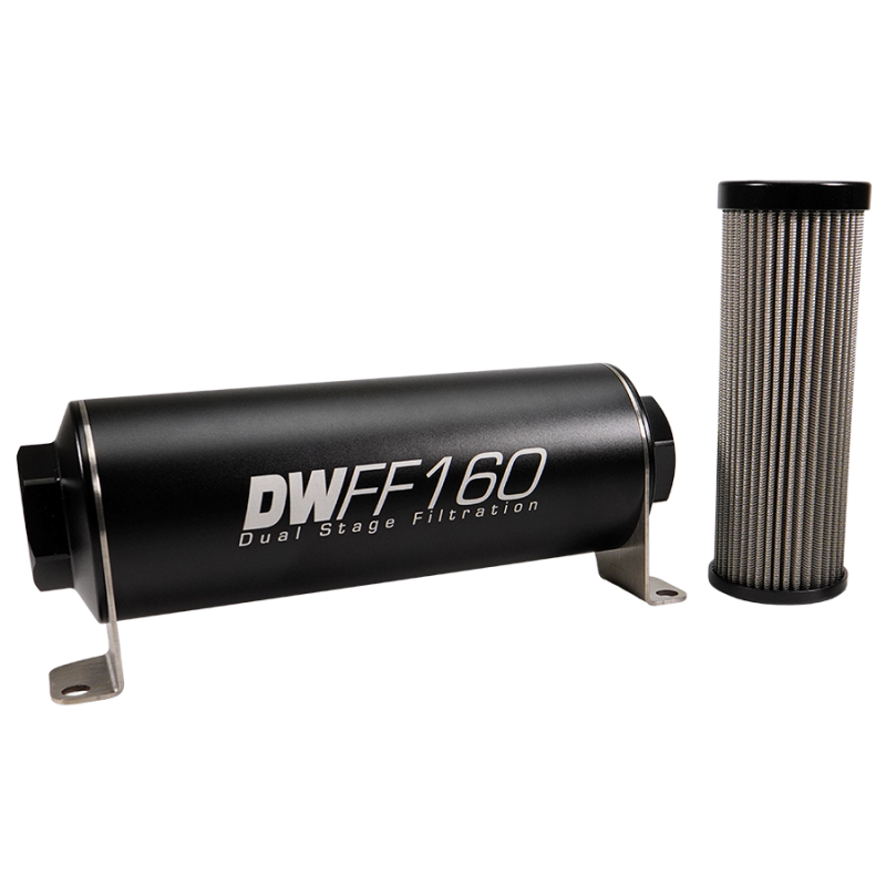 DeatschWerks Stainless Steel 10AN 10 Micron Universal Inline Fuel Filter Housing Kit (160mm) - 8-03-160-010K