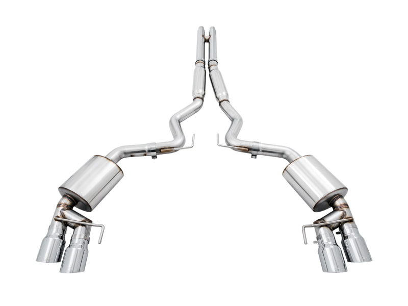 AWE Tuning 2018+ Ford Mustang GT (S550) Cat-Back Exhaust - Touring Edition (Quad Chrome Silver Tips) - 3015-42102