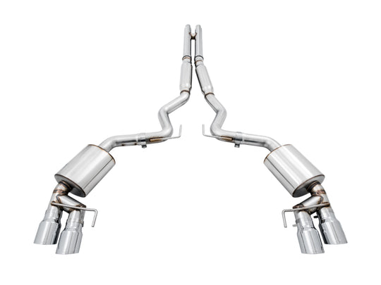 AWE Tuning 2018+ Ford Mustang GT (S550) Cat-Back Exhaust - Touring Edition (Quad Chrome Silver Tips) - 3015-42102
