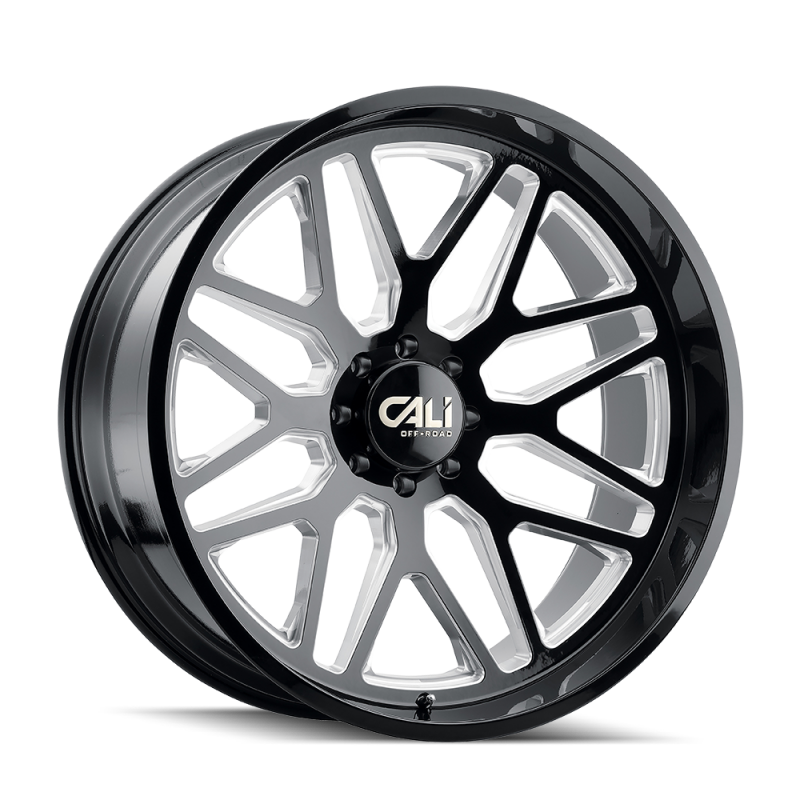 Cali Off-Road 9115 Invader 24x14 / 6x135 BP / -76mm Offset / 87.1mm Hub Gloss Black Milled Wheel - 9115-24436BM